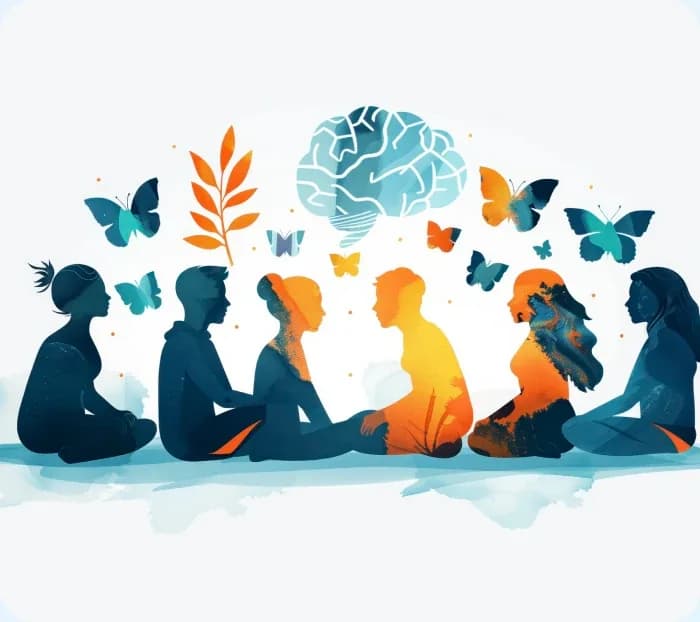 An illustration of people gathered together beneath a shared idea