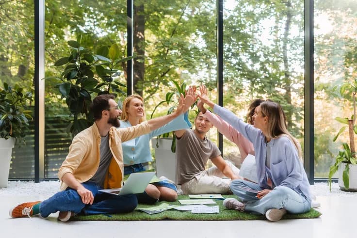 People sharing a relaxed moment together outdoors