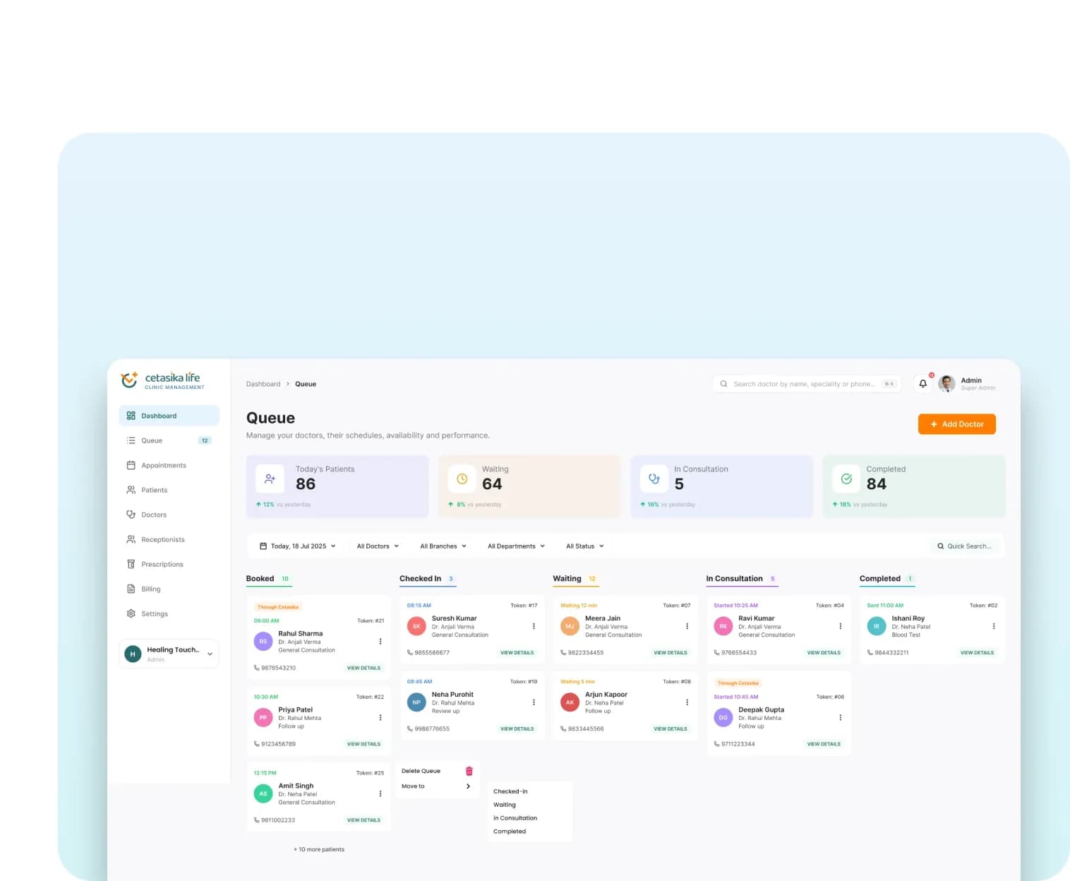 The Cetasika CMS digital consultation screen